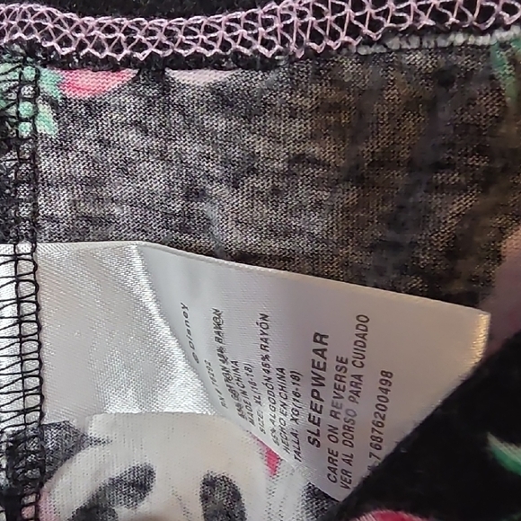 Disney Minnie Mouse Floral Pajama Set Gray and Black 2x - Picture 4 of 5